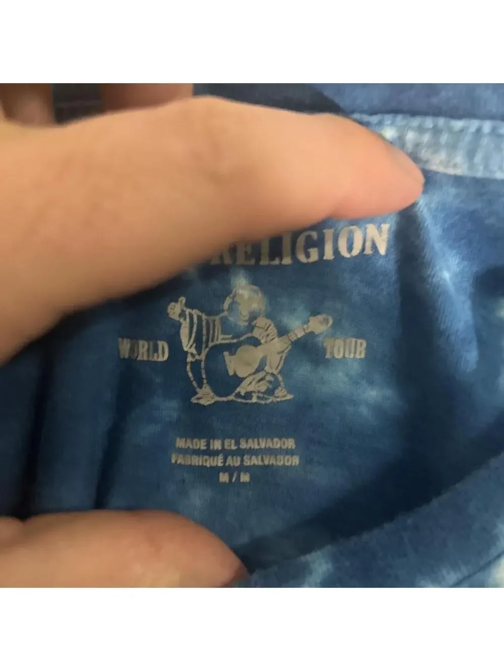 True Religion blue tie-dye Buddha tee